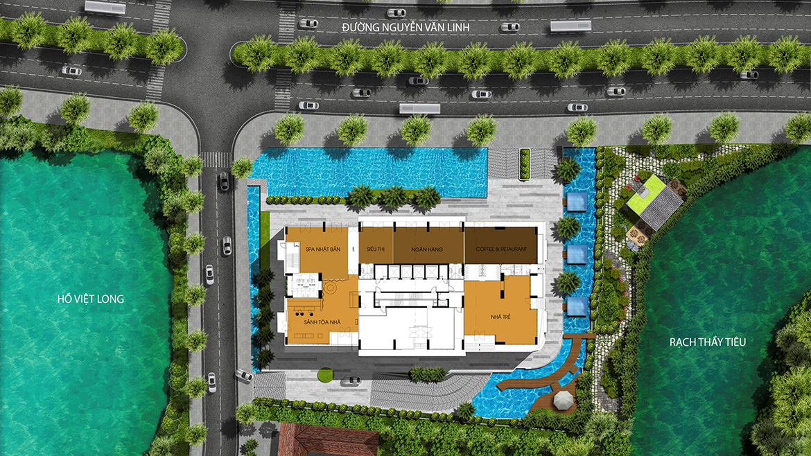 Mặt bằng Ttiện ích tầng trệt dự án căn hộ chung cư Ascent Lakeside Quận 7 Đường Nguyễn Văn Linh