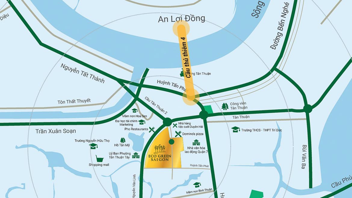 Vị trí địa chỉ dự án căn hộ chung cư Eco Green Sài Gòn Quận 7 Đường Nguyễn Văn Linh chủ đầu tư Xuân Mai